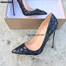 Zapatos de tacón alto con estampado de serpiente para mujer, calzado de punta estrecha, de diseñador de lujo, zapatos de novia Sexy, color negro, 2019 2024 - compra barato