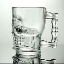 Caneca de vidro com base de vidro transparente, caneca para beber rosto na caveira com alça de vidro 18 onça (500ml)1 copo de suco de cerveja para beber água (00280) 2024 - compre barato