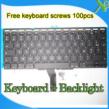 Brand New For MacBook Air 11.6" A1370 A1465 AZERTY FR French keyboard+Backlight Backlit+100pcs keyboard screws 2010-2015 Years 2024 - buy cheap