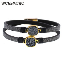 WELLMORE two Layer leather bracelet fashion stone bracelets wrap bracelets for women Bohemian bracelets wholesale drop shipping 2024 - buy cheap
