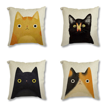 Modern Cute Cat Poster Print Cushion Cover Decorative Pillowcase Hippie Kawaii Cushion cover for Sofa Kids Room Home Decor 2024 - buy cheap