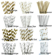 25pcs/lot Metallic Gold Silver Paper Straws For Birthday Wedding Baby Shower Decorative Straws Party Supplies 2024 - buy cheap