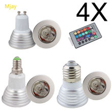 4x 3W GU10 E14 E27 RGB LED Bulb more than 16 Colors RGB Light lamp Change Spotlight With 24Key IR Remote Living Roon 2024 - buy cheap