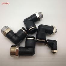 10 pcs 6 OD mm Mangueira Tubo Pneumático conector em Forma de L PL-1/4 3/8 1/2 Cotovelo de Rosca BSPT Ar engate rápido Montagem PL1/4-02/03/04 2024 - compre barato