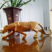 Estátua de leopardo dourado geométrica, moderna, abstrata, resina, modelo, artesanato, ornamentos, decoração de home office, bar, presente 2024 - compre barato