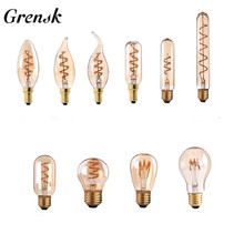 Grensk G45 LED Edison Spiral Light Bulb E27 Dimmable Vintage Filament Briliant Light Bulb Ampoule E14 220V Retro Candle Lamp T30 2024 - buy cheap