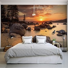 Papel de parede 3d para decoração, natureza, paisagem, pôr-do-sol, paisagens, foto para quarto, sala de estar, não-tecido, personalizado 2024 - compre barato