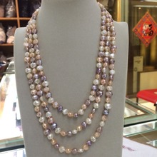 NEW long 60"7-8mm baroque white+Pink+Purple freshwater pearl necklace AAA 2024 - buy cheap
