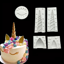 Molde de silicona con forma de cuerno de unicornio, herramientas de decoración de pasteles, Fondant, pasta de goma de mascar de Chocolate 2024 - compra barato