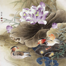 Chinese classical lotus mandarin duck water scenery oil painting canvas printings printed on canvas wall art decoration picture 2024 - buy cheap