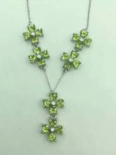 Colar de pedra peridoto verde natural, pingente de olivina natural s925, joia feminina elegante de luxo na moda 2024 - compre barato