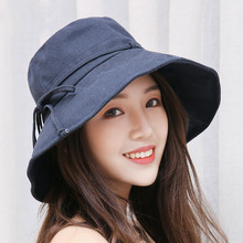 Fashion Women Summer Solid Bucket Hat Wide Brim Foldable Cotton Outdoor Sun Protective Cap Chapeau Femme Ete 2024 - buy cheap