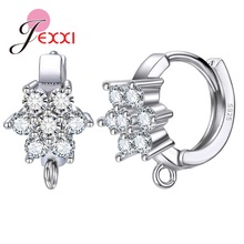 Top Quality Dazzling Cubic Zirconia 925 Sterling Silver Snow Flake Women Fashion Hoop Earring Jewelry Finding 2024 - buy cheap