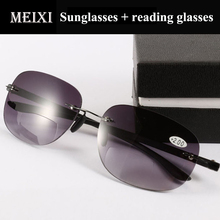 MEIXI Metal gafas de lectura sin montura doble luz gafas hipermetropía gafas nuevas gafas de sol + 1,0, 1,5, 2,0, 2,5, 3,0, 3,5, 4,0 2024 - compra barato