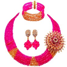 Majalia Luxury African Jewelry Sets Fuchsia Pink Nigerian Wedding Crystal Necklace Bridal Jewelry Sets Free Shipping 55-07 2024 - buy cheap