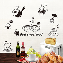 Best Sweet Food Kitchen Wall stickers DIY Removable Coffee Refrigerator Eggs Restaurant Wall Glass Decoration Decal Dropshipping 2024 - buy cheap