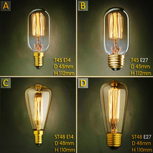 Lâmpada de edison. 2 peças. lâmpada vintage e27, 40w, retrô e14, bulbo edison. decoração e vintage. st45, st48 2024 - compre barato