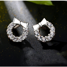 Real 925 Sterling Silver Jewelry For Women Cute Bows Earring Stud Small Stud Earring For Girls Wholesale 2024 - buy cheap