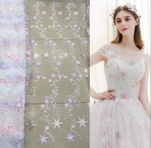 White Pink Black Purple Stars Embroidered Mesh Lace Fabric Baby Clothing Wedding Dress Tablecloth Sew Accessories 2024 - buy cheap