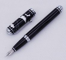 Duke Black Fountain Pen , Beautiful Crane Bird Pattern on Cap Medium Nib 0.7mm Writing Gift Pen for Office , Home, School 2024 - buy cheap