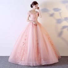 Новое Розовое длинное расклешенное платье с длинным рукавом для девушек и девушек, платье принцессы для подружки невесты, платье для вечеринки 2024 - купить недорого