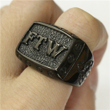 Anel de dedo médio ftw preto, anel masculino tamanho 7 a 14 moderno de aço inoxidável 316l, joia mais recente anel de motociclista 2024 - compre barato