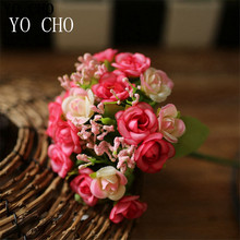 YO CHO artificial flowers silk flowers 21heads mini rose flower hydrangea for home decoration green fake flowers wedding bouquet 2024 - buy cheap