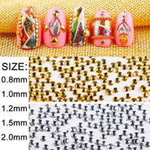 Hisenlee 500pieces 0.8 1 1.2 1.5 2.0 3.0mm Round Gold Silver Metal Nails Rivet Alloy 3D DIY Nail Art Charms Manicure Decoration 2024 - buy cheap