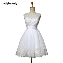Ladybeauty-Vestidos cortos de encaje para novia, ropa de novia de talla grande, color blanco, marfil, sexy, 2018 2024 - compra barato