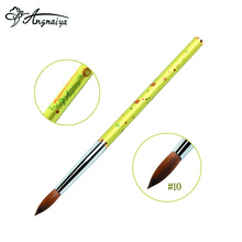 ANGNYA Round Sharp Metal Handle Nail Art Crystal Brush #10 Kolinsky Professional Painting Nail Acrylic Brush Manicure Salon Tool 2024 - buy cheap