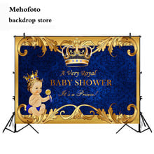 Mehofoto Королевский принц детский душ фон Золотая Корона Королевский синий фон для фотосъемки виниловый Добро пожаловать маленький мальчик ребенок душ 935 2024 - купить недорого