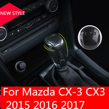 gear lever head decoratio carbon fiber Gear shift lever head cover trim sequins accessories For Mazda CX-3 CX3 2015 2016 2017 2024 - buy cheap