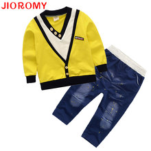 JIOROMY 2019 Spring Full  Boy Fashion Suits Long Sleeve T-shirt+Pants Sets of Children's Wear Turn-down Collar Kids Clothes Sets 2024 - buy cheap
