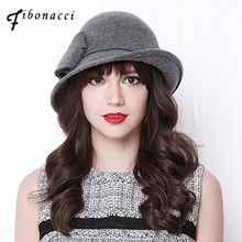 Осенне-зимняя благородная Элегантная Модная фетровая шляпа для девочек, женские Панамы, Женская шерстяная шляпа-федора с бантом 2024 - купить недорого