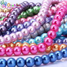 OlingArt 8MM 30pcs/lot Glass Beads Round Imitation Pearl Bracelet DIY Earrings Charms Necklace for Jewelry Making 2024 - buy cheap