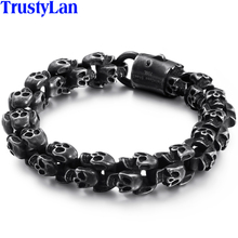 15mm weighty aço inoxidável pulseira masculina crânio design vintage maciço masculino biker jóias hip hop meninos masculino pulseiras de corrente 2024 - compre barato