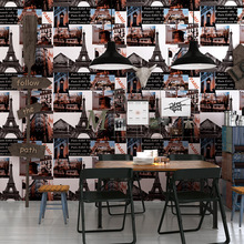 Beibehang-papel tapiz retro americano nostálgico, torre de hierro, café, personalidad, restaurante, tienda de ropa, hotel, barbería 2024 - compra barato