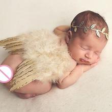 2pcs/Set Newborn Baby Photography Props Costume with Hairband 0-6M Infant Leaf Heaband Feather Angel Wing Clothes for Photo Prop 2024 - buy cheap