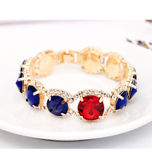 2015  fashion jewelry manufacturers selling sparkling rhinestone circular crystal color combination bracelet B036 2024 - buy cheap