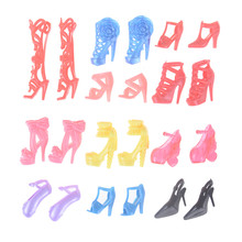 12 pares de cristal sapatos de salto alto para acessórios da boneca roupas vestido prop sortido moda sandálias coloridas cópia 2024 - compre barato