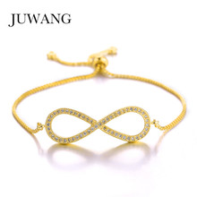 JUWANG New Fashion Zirconia Pave Setting Bow Charm Bracelets Bangles For Woman Gifts Adjustable Chain Link Bracelet Jewelry 2024 - buy cheap