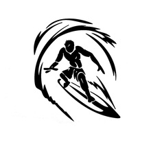 12.2*14.6CM Stylish Surfing Water Leisure Sports Car Stickers Reflective Vinyl Motorcycle Decals Black/Silver C7-0597 2024 - buy cheap