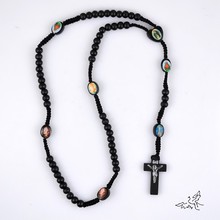 Holy Icon Wooden Rosary Beads Necklace Jesus Cross Pendant Necklaces Wood Catholic Fashion Religious Jewelry 2024 - buy cheap