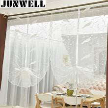 Junwell White Embroidery Bird Ribbon Roman Curtain Design Stitching Colors Tulle Balcony Kitchen Window Curtain Blind 1pc 2024 - buy cheap