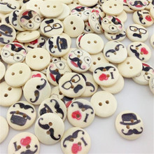 100pcs Mustache Pattern Wooden Buttons Fit Sewing and Scrapbook 15mm WB02 2024 - buy cheap