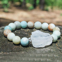 Rough Stone And 10mm Matte Amazonite Bracelet Raw Q-uartz Charm Bracelets Yoga Mala Beads Bracelet Chakra Jewelry For Men Gift 2024 - buy cheap