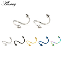 Alisouy 1pc Stainless Steel Ear Lip Nose Piercing Twist Spiral Tragus Helix Cartilage Stud Earring Eyebrow Piercing Body Jewelry 2024 - buy cheap