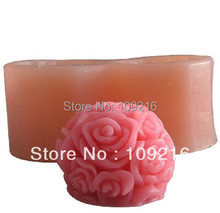 Оптовая продажа! 3D 2 отверстия 4*3,5 см Роза в форме шара (LZ0002) силиконовая форма для свечей ручной работы форма «сделай сам» 2024 - купить недорого