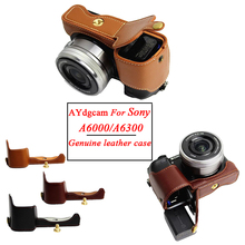 Funda de cuero genuino para cámara de vídeo, para Sony A6000 A6300 2024 - compra barato