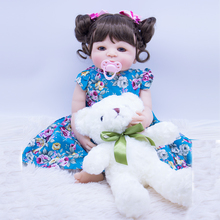 55cm whole Silicone Reborn Baby Doll Kids Playmate Gift for Girls Baby Bebe Alive Soft Toys for Bouquets Doll Reborn and bear 2024 - buy cheap